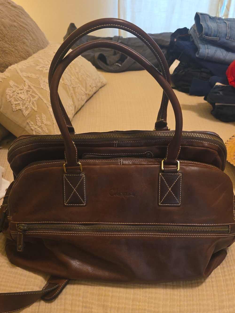 Cole Haan Leather Messenger Laptop Bag - Picture 5 of 5